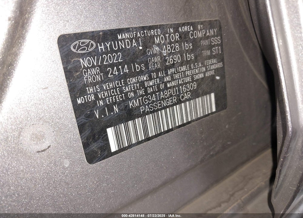 2023 GENESIS G70 VIN: KMTG34TA8PU116309