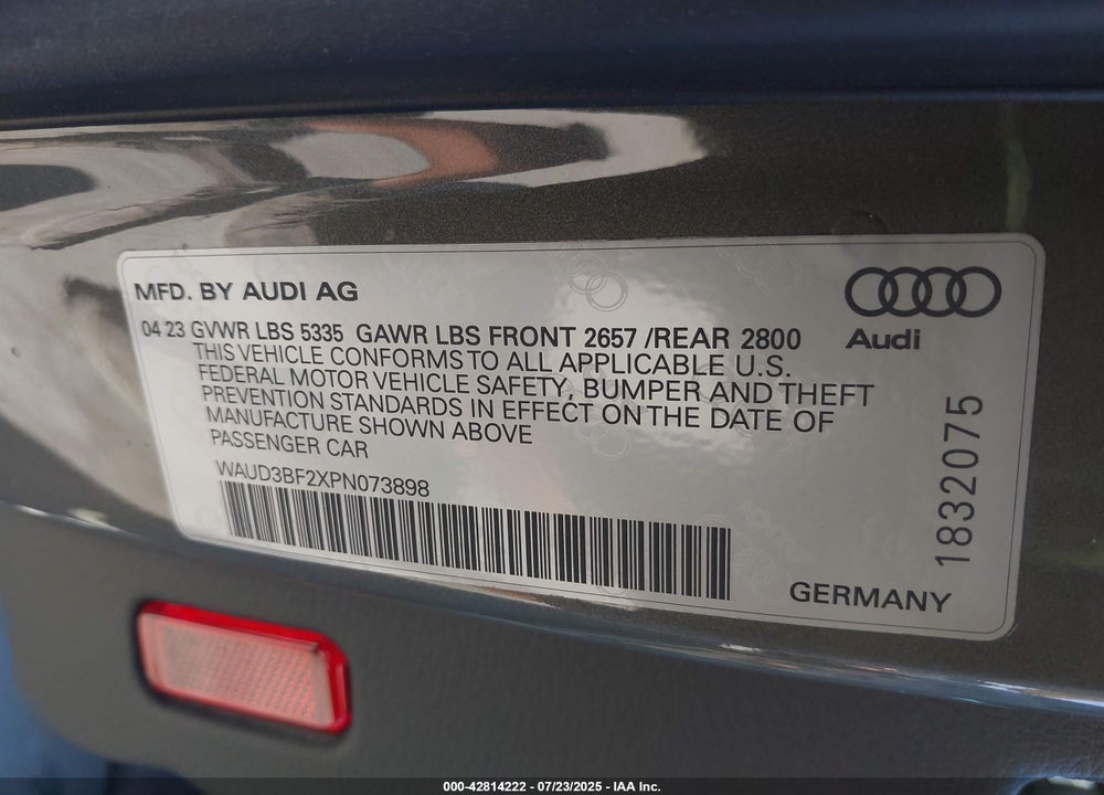 2023 AUDI A6 VIN: WAUD3BF2XPN073898