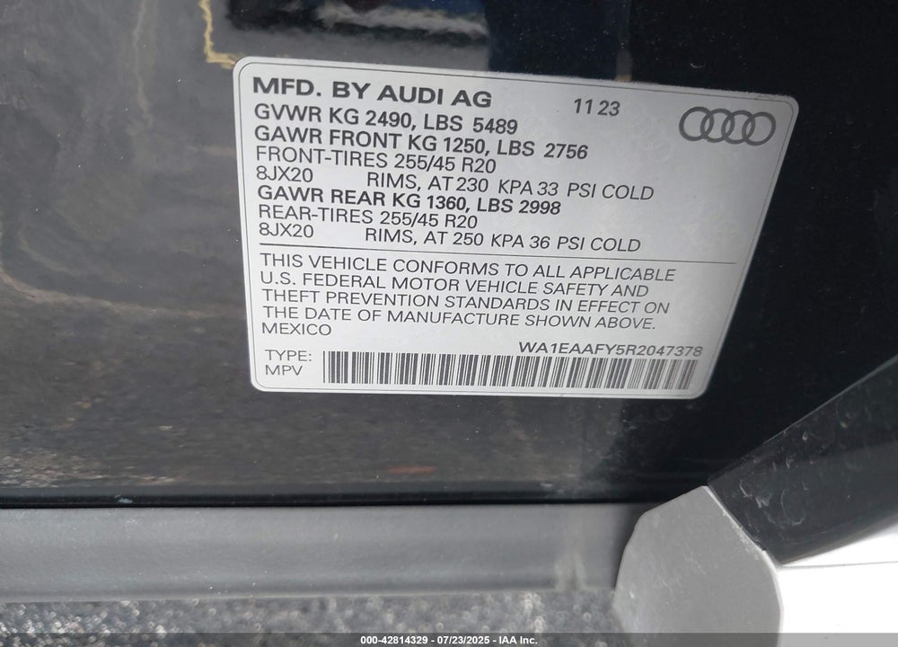 2024 AUDI Q5 VIN: WA1EAAFY5R2047378