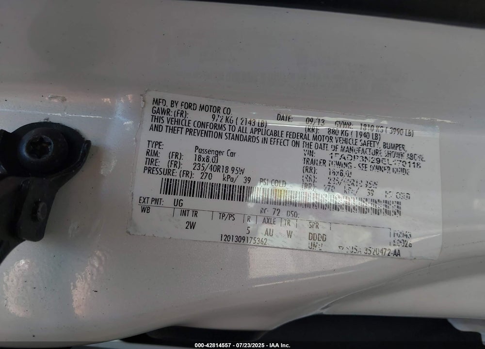 2014 FORD FOCUS VIN: 1FADP3N29EL170118