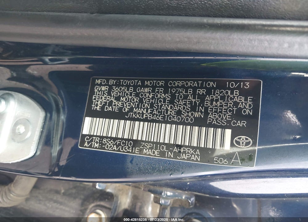 2014 SCION XD VIN: JTKKUPB46E1040700