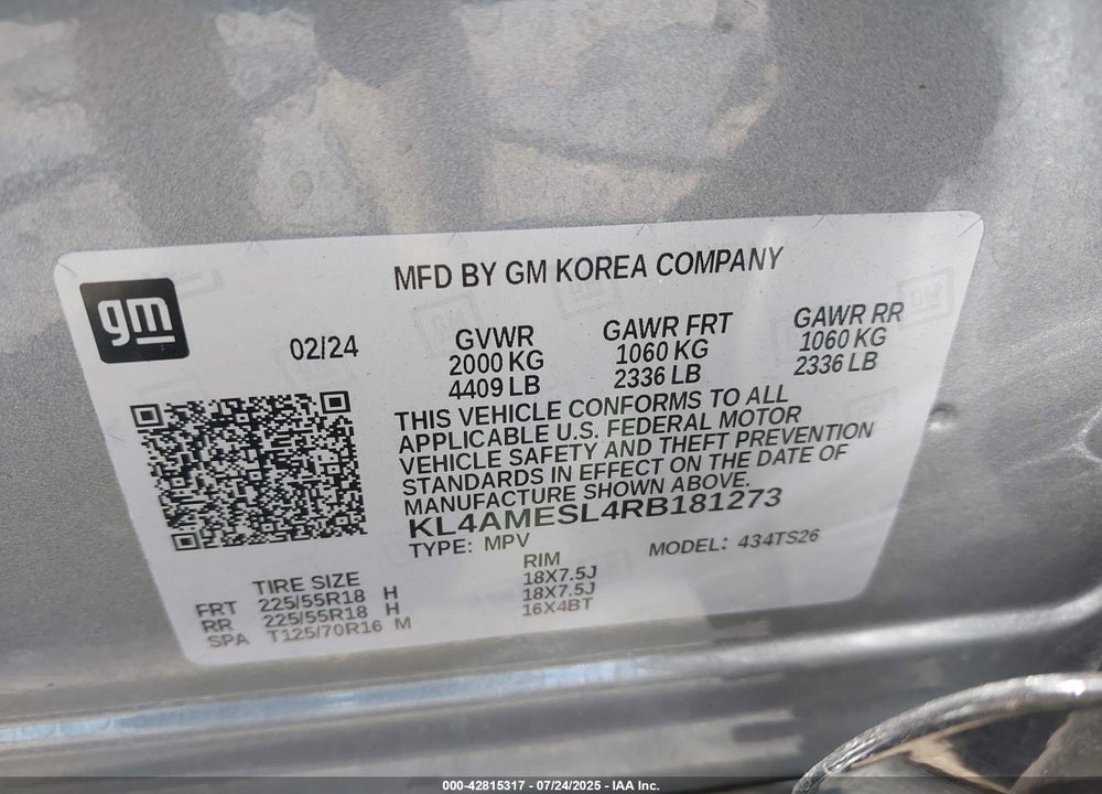 2024 BUICK ENCORE GX VIN: KL4AMESL4RB181273