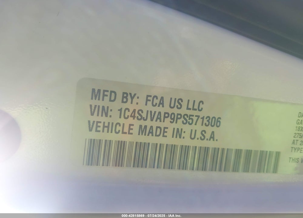2023 JEEP WAGONEER VIN: 1C4SJVAP9PS571306