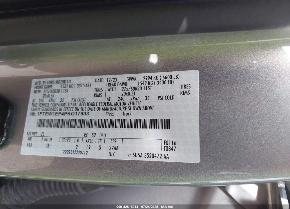 2023 FORD F-150 VIN: 1FTEW1EP4PKG17903
