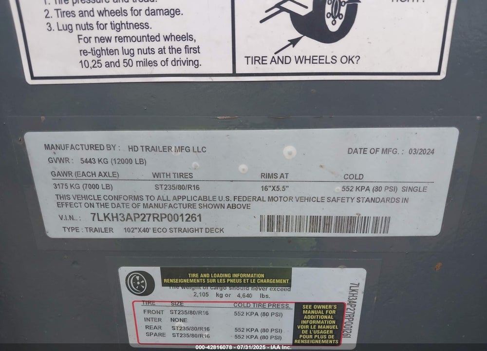 2024 HD TRAILER COMPANY 40' GOOSENECK TRAILER VIN: 7LKH3AP27RP001261