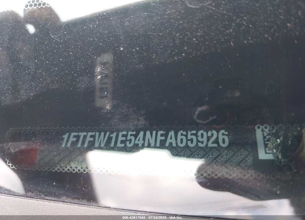 2022 FORD F-150 VIN: 1FTFW1E54NFA65926