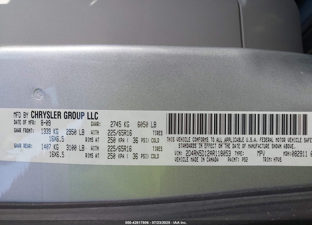 2010 DODGE GRAND CARAVAN SXT VIN: 2D4RN5D12AR118053