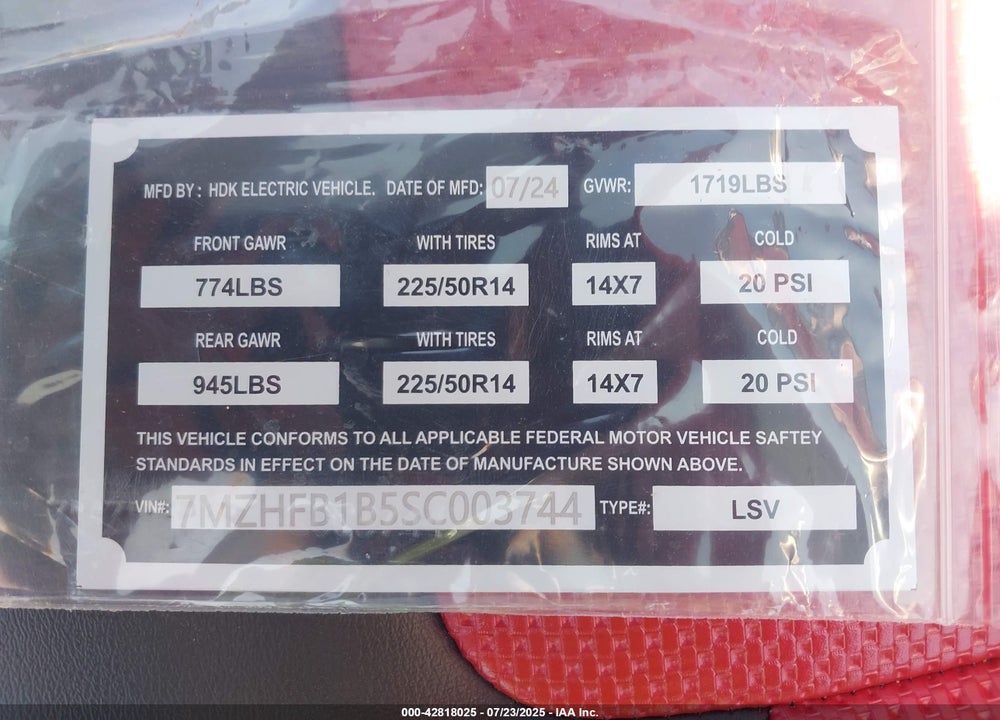 2025 HDK D5 RANGER 4 PLUS - E VIN: 7MZHFB1B5SC003744