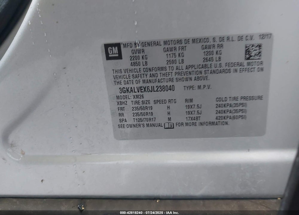 2018 GMC TERRAIN SLT VIN: 3GKALVEX6JL238040