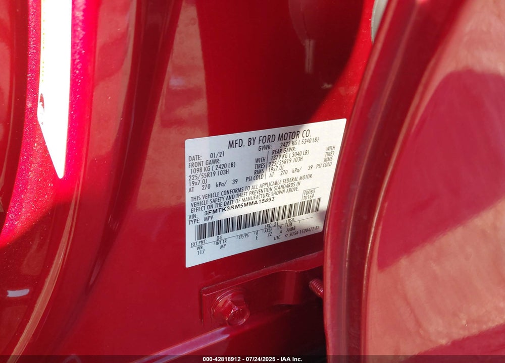 2021 FORD MUSTANG MACH-E PREMIUM VIN: 3FMTK3RM5MMA15493