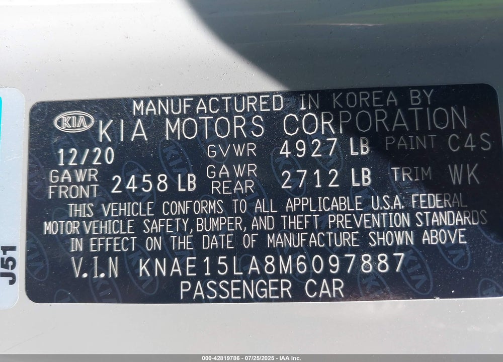 2021 KIA STINGER VIN: KNAE15LA8M6097887