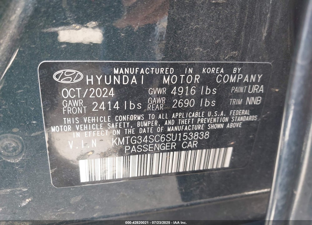 2025 GENESIS G70 VIN: KMTG34SC6SU153838