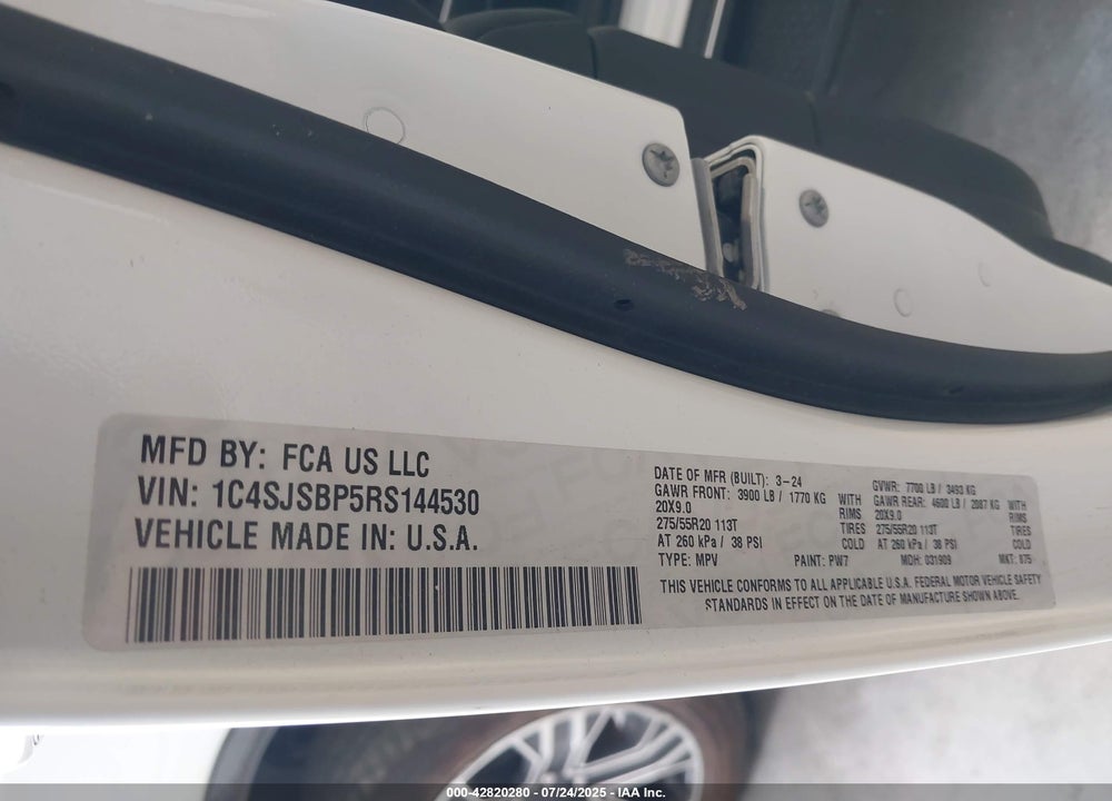 2024 JEEP WAGONEER L SERIES II 4X4 VIN: 1C4SJSBP5RS144530