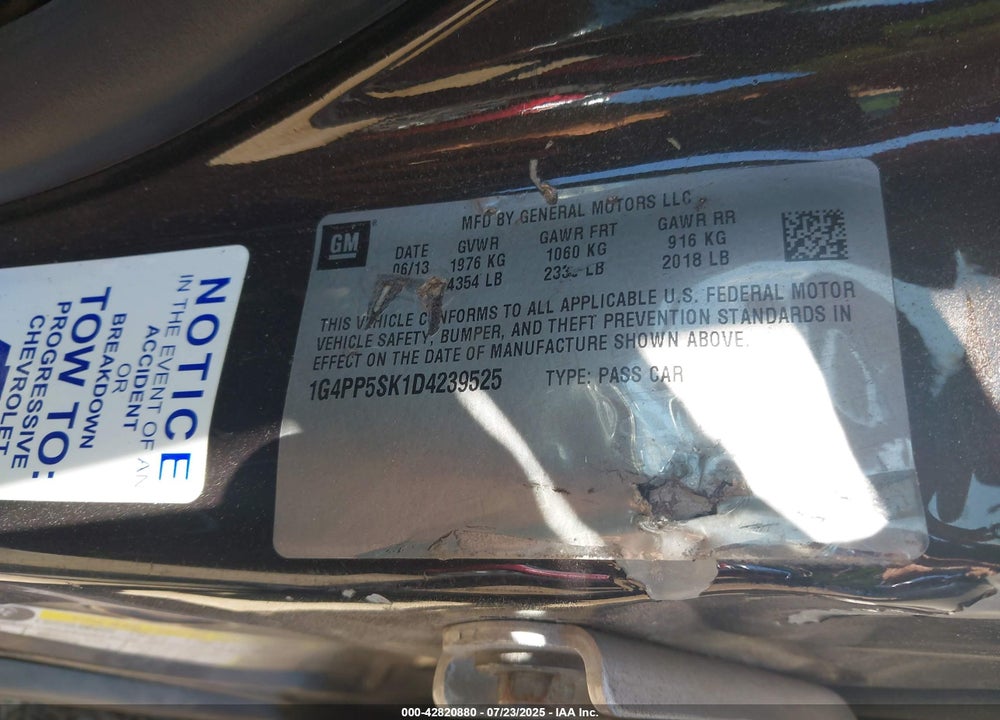 2013 BUICK VERANO VIN: 1G4PP5SK1D4239525