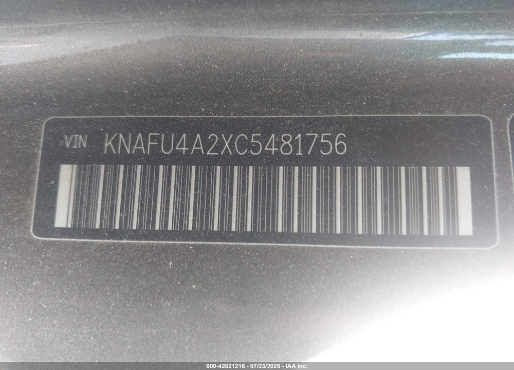 2012 KIA FORTE VIN: KNAFU4A2XC5481756
