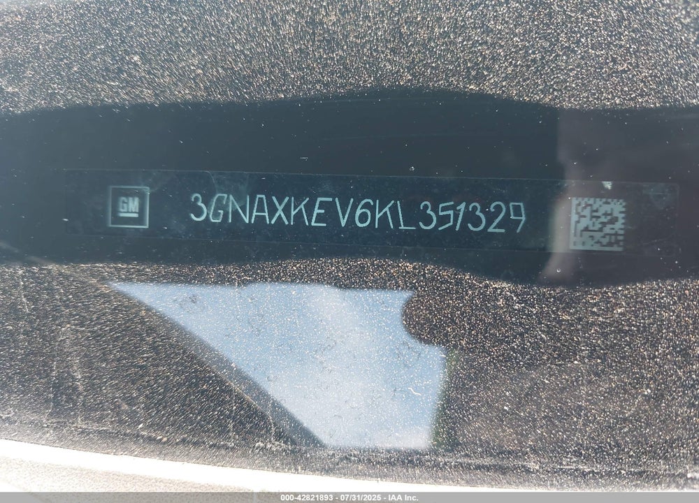 2019 CHEVROLET EQUINOX VIN: 3GNAXKEV6KL351329