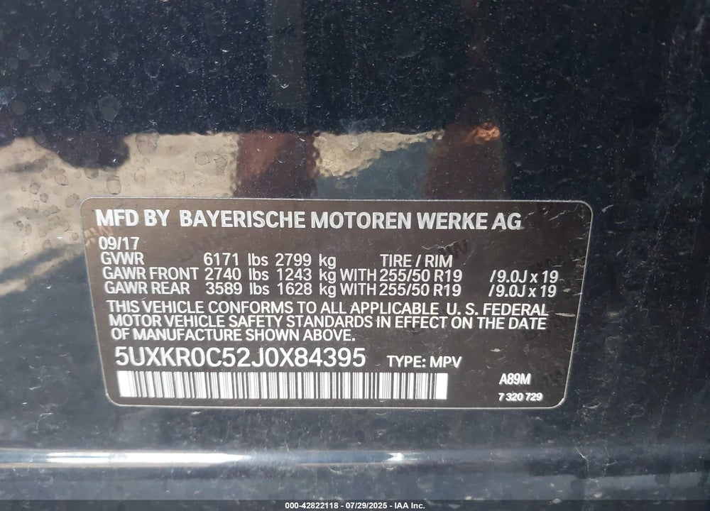 2018 BMW X5 VIN: 5UXKR0C52J0X84395