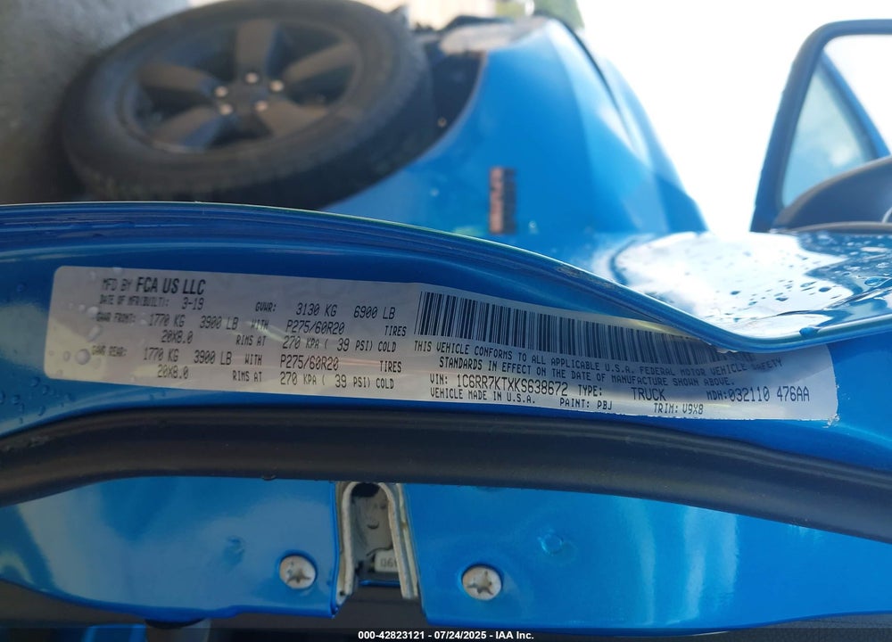 2019 RAM 1500 VIN: 1C6RR7KTXKS638672