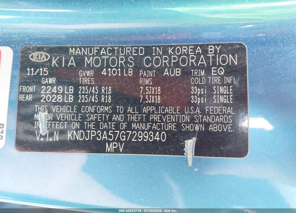 2016 KIA SOUL VIN: KNDJP3A57G7299340
