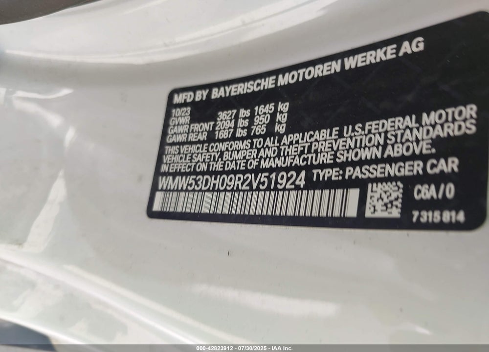 2024 MINI HARDTOP VIN: WMW53DH09R2V51924