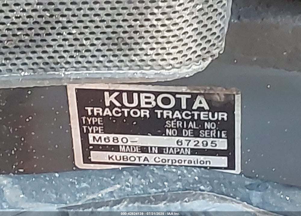 2009 KUBOTA M680 TRACTOR VIN: 67295