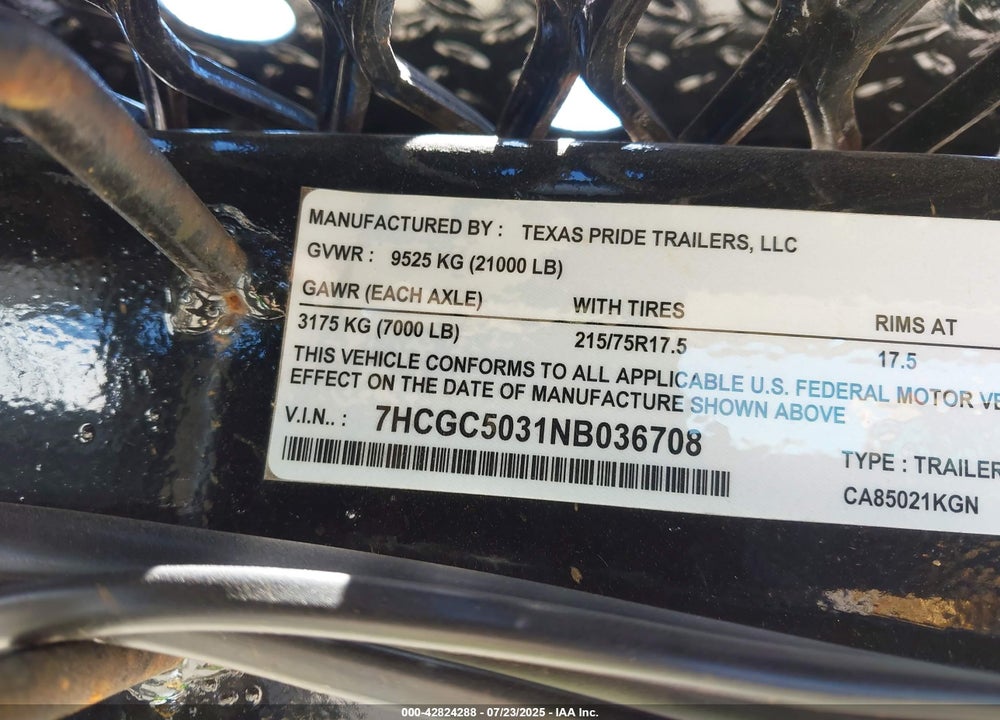 2022 TEXAS PRIDE VIN: 7HCGC5031NB036708