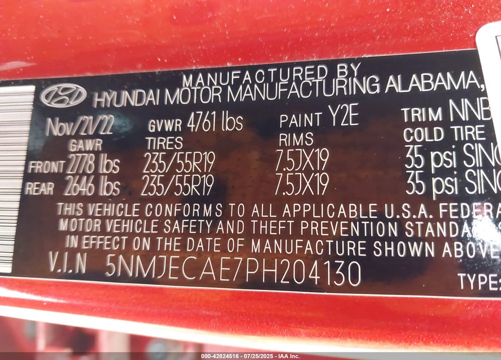 2023 HYUNDAI TUCSON VIN: 5NMJECAE7PH204130