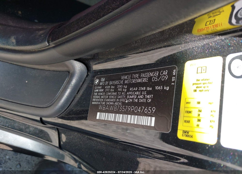 2009 BMW 3 SERIES VIN: WBAWB73579P047659