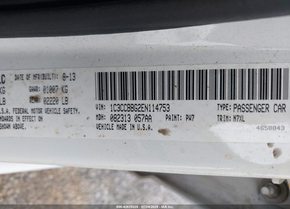 2014 CHRYSLER 200 VIN: 1C3CCBBG2EN114753