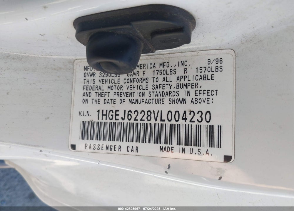 1997 HONDA CIVIC VIN: 1HGEJ6228VL004230