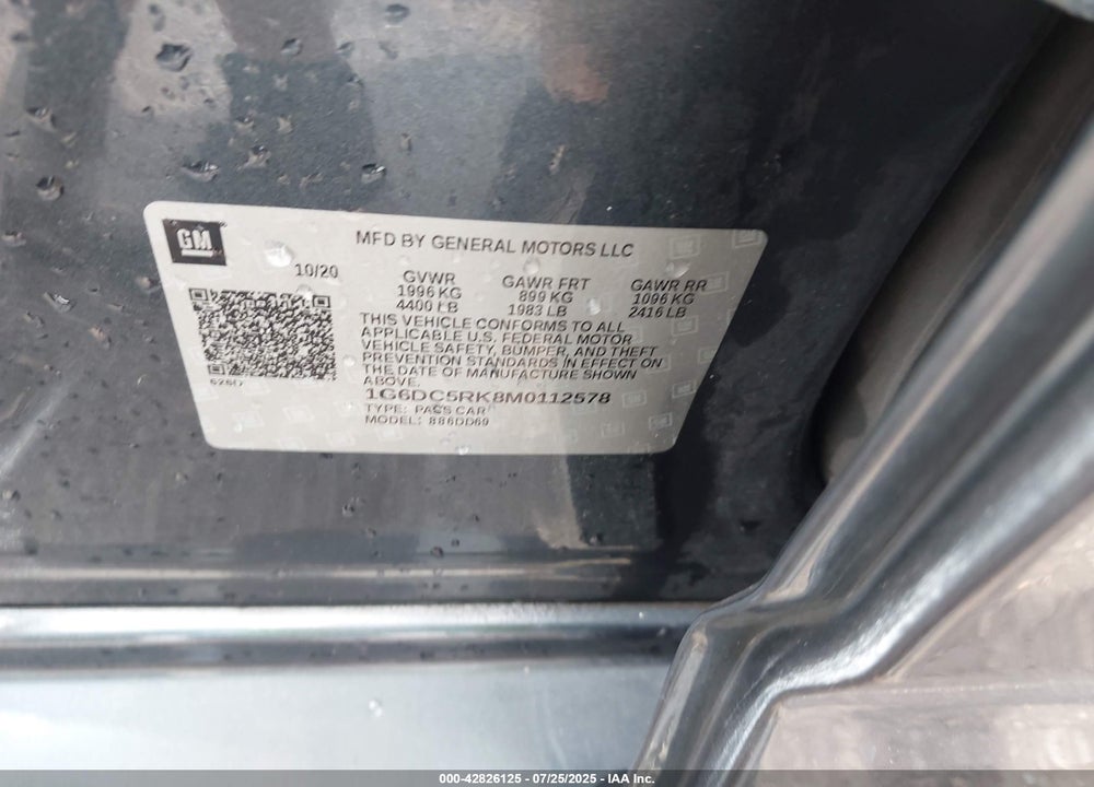 2021 CADILLAC CT4 VIN: 1G6DC5RK8M0112578