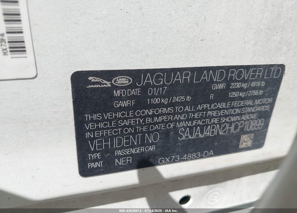2017 JAGUAR XE VIN: SAJAJ4BN2HCP10899