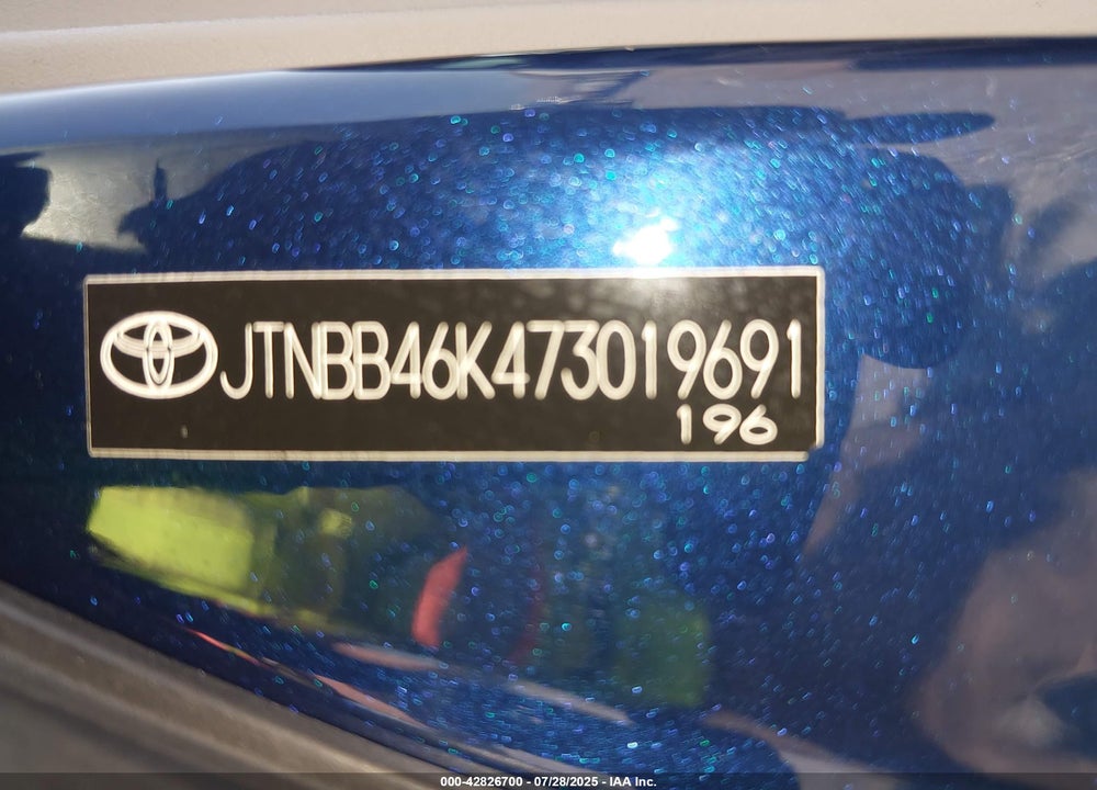 2007 TOYOTA CAMRY HYBRID VIN: JTNBB46K473019691