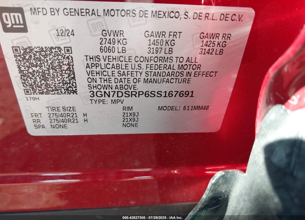 2025 CHEVROLET EQUINOX VIN: 3GN7DSRP6SS167691