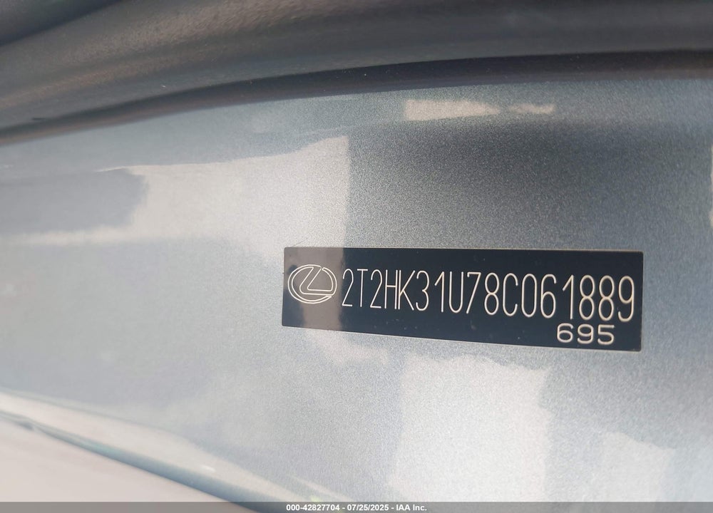 2008 LEXUS RX 350 VIN: 2T2HK31U78C061889