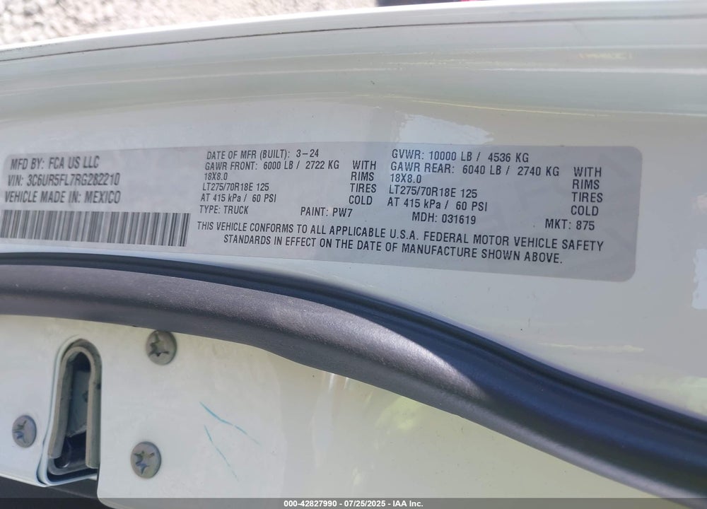 2024 RAM 2500 VIN: 3C6UR5FL7RG282210