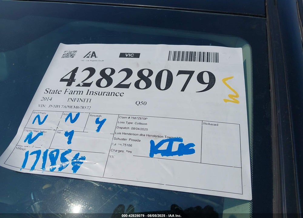 2014 INFINITI Q50 VIN: JN1BV7AP0EM678572