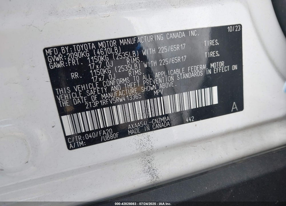 2024 TOYOTA RAV4 VIN: 2T3P1RFV5RW413365