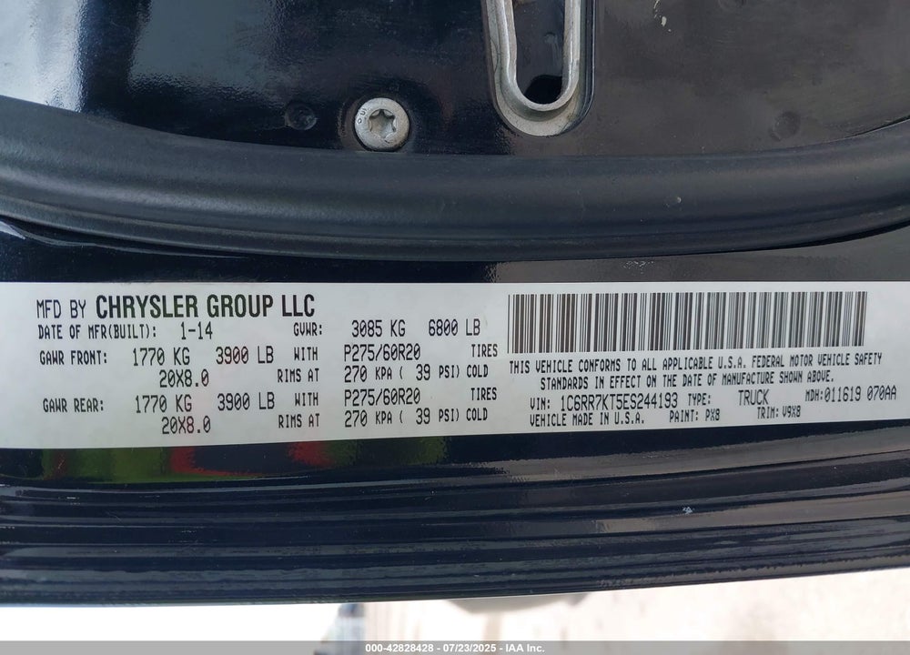 2014 RAM 1500 VIN: 1C6RR7KT5ES244193