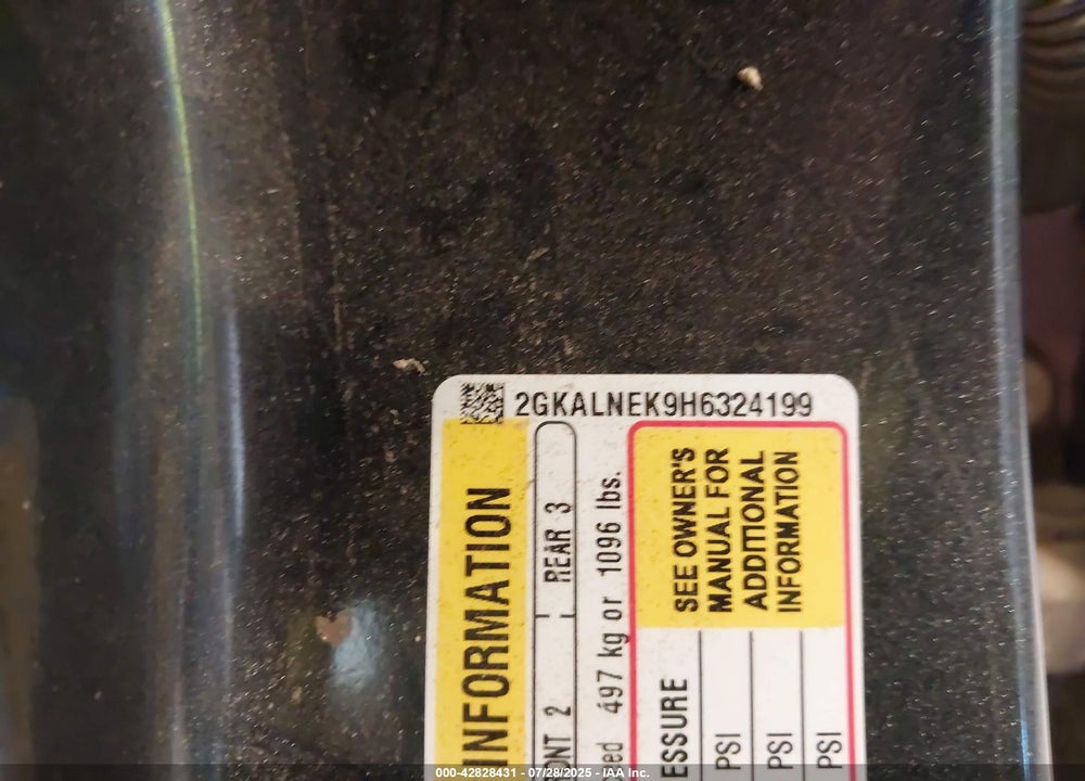 2017 GMC TERRAIN SLE-2 VIN: 2GKALNEK9H6324199