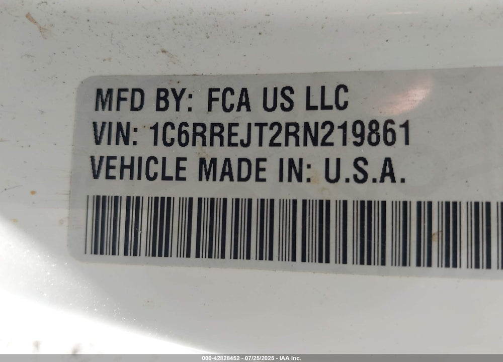 2024 RAM 1500 VIN: 1C6RREJT2RN219861