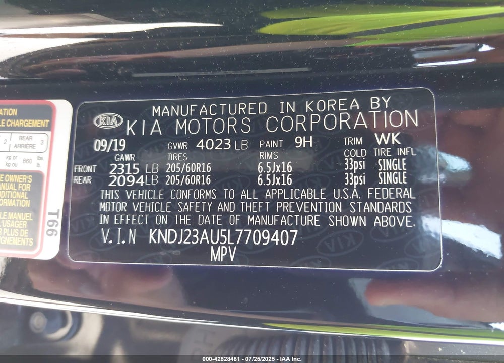 2020 KIA SOUL VIN: KNDJ23AU5L7709407