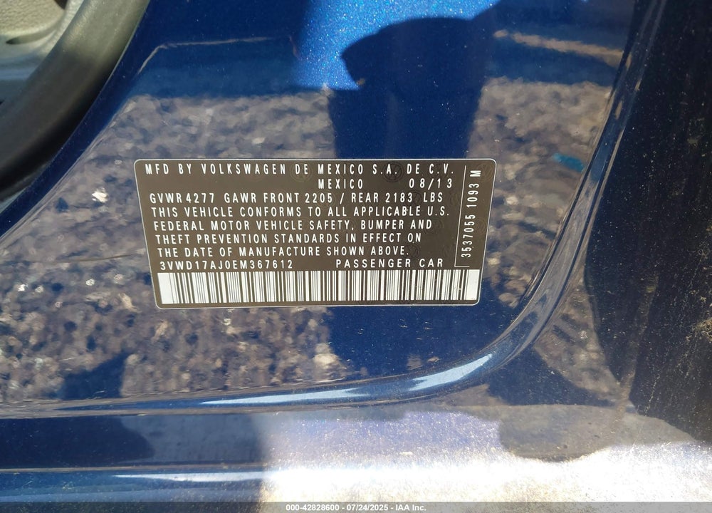 2014 VOLKSWAGEN JETTA VIN: 3VWD17AJ0EM367612