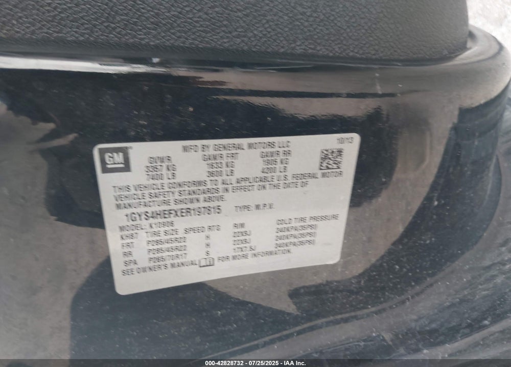 2014 CADILLAC ESCALADE ESV VIN: 1GYS4HEFXER197815