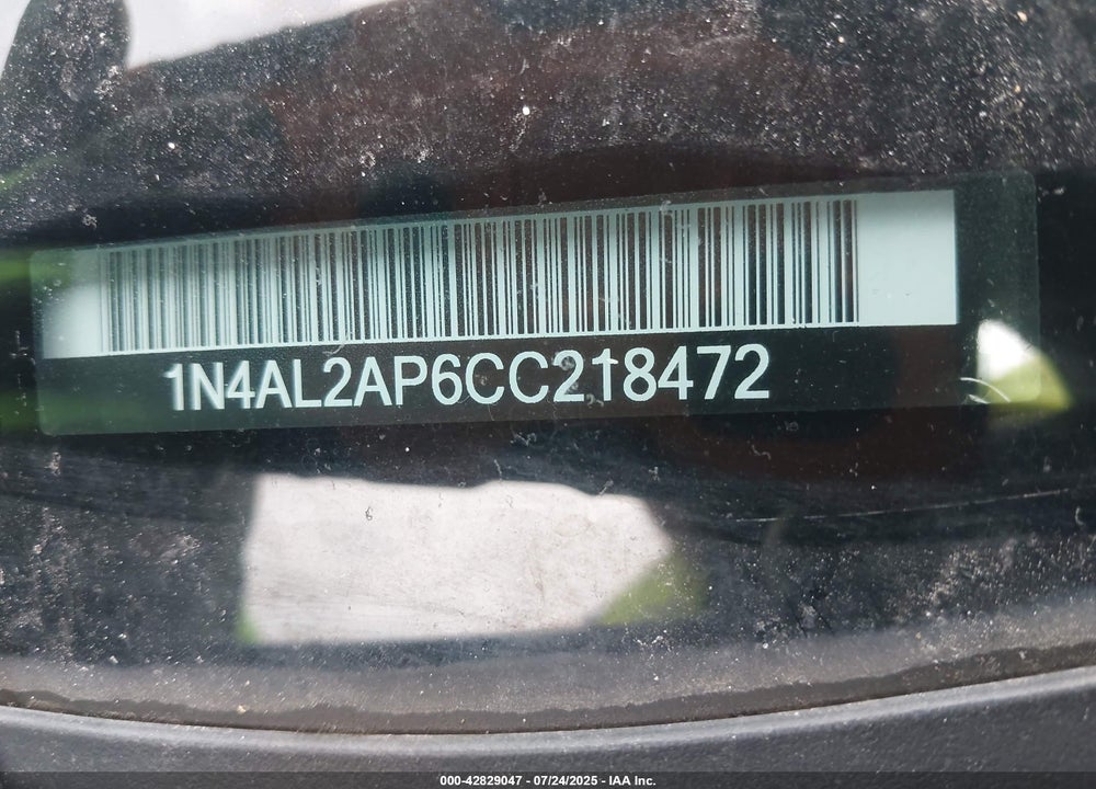2012 NISSAN ALTIMA VIN: 1N4AL2AP6CC218472