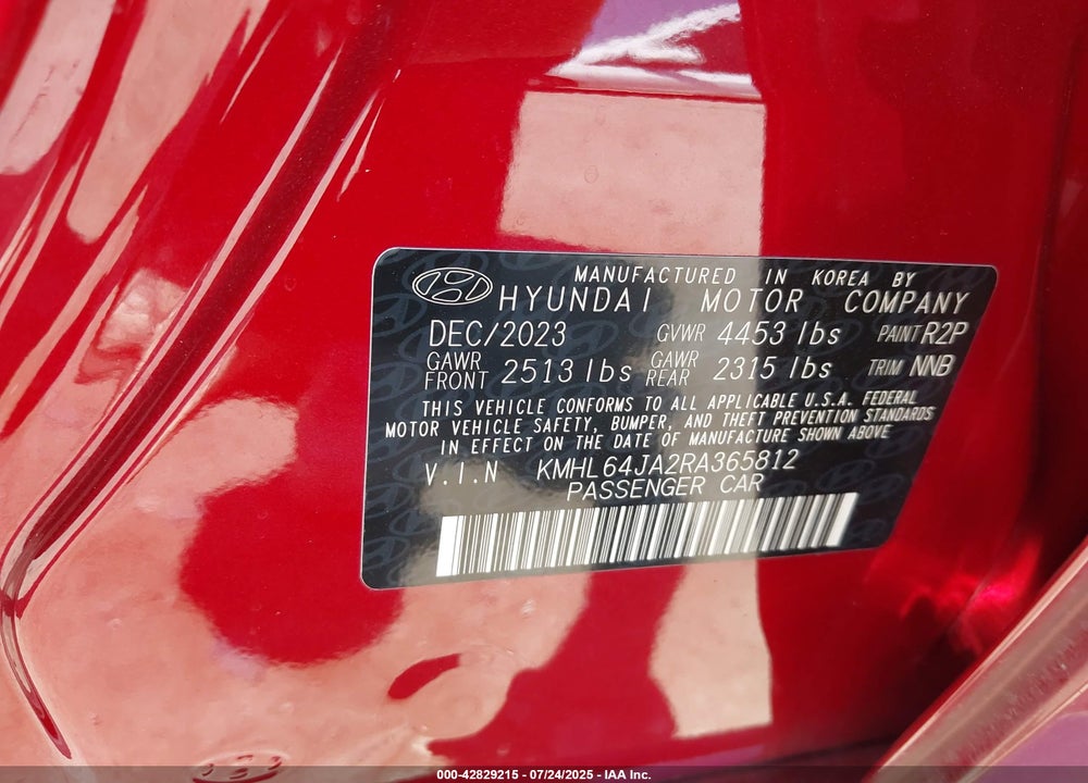 2024 HYUNDAI SONATA VIN: KMHL64JA2RA365812