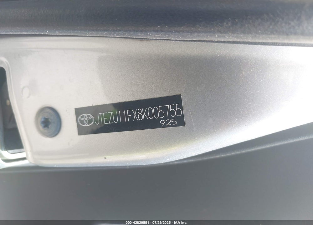 2008 TOYOTA FJ CRUISER VIN: JTEZU11FX8K005755