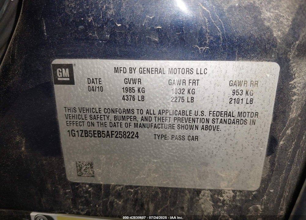 2010 CHEVROLET MALIBU VIN: 1G1ZB5EB5AF258224
