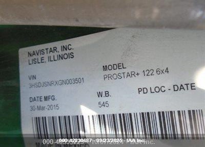 2016 INTERNATIONAL PROSTAR VIN: 3HSDJSNRXGN003501