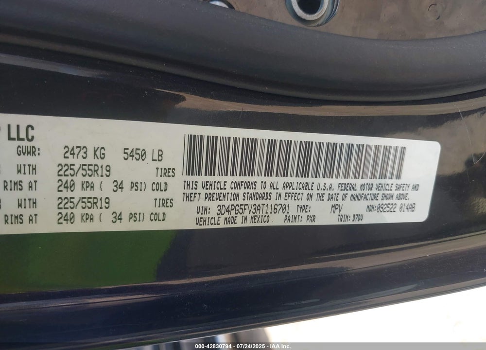 2010 DODGE JOURNEY VIN: 3D4PG5FV3AT116701